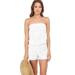 Strapless white lace Lilly romper